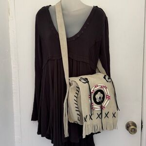 Stylish native of America western cowgirl, sustainable Cream Crossbody Bag